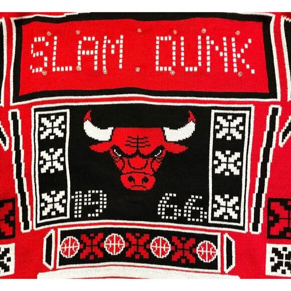 Christmas sweater 1966 Chicago Bulls Slam dunk Light 'em up vintage lights - Picture 2 of 9